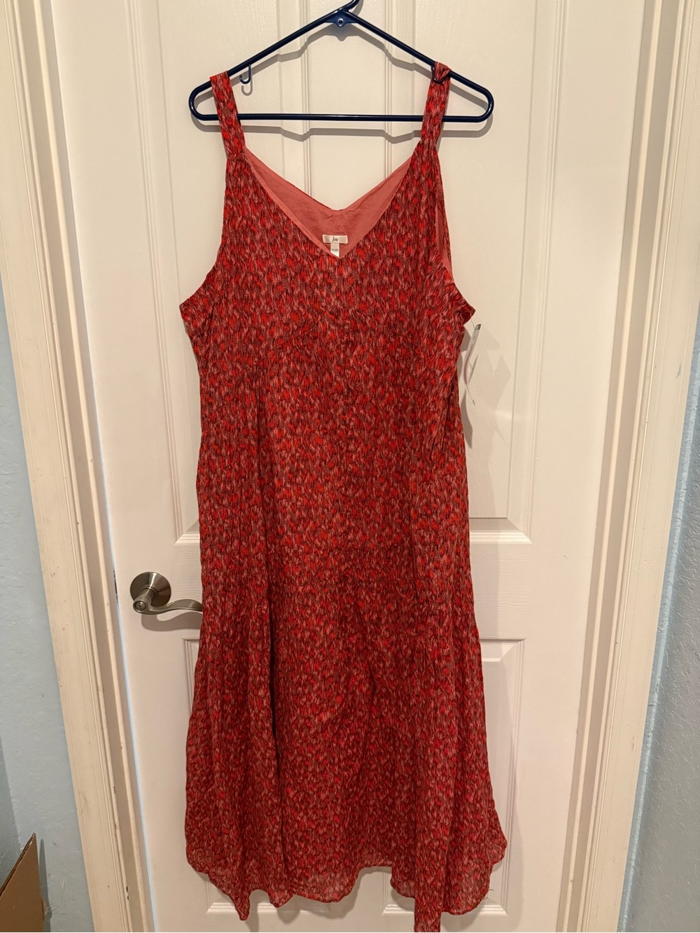 Joie Red Printed V-Neck Sleeveless Dress